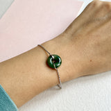 A-Grade Natural Dark Green Jadeite Bagel Bracelet No.190444