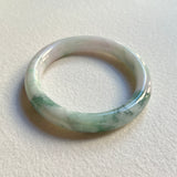 57.5mm A-Grade Natural Lavender Green Floral Jadeite Modern Round Bangle No. 600156