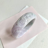 59.4mm A-Grade Natural Lavender Green Modern Round Bangle (With Carving) No. 151263