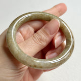 50.1mm A-Grade Natural Greenish Yellow Jadeite Traditional Round Bangle No. 152032