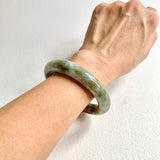 54mm A-Grade Natural Bluish Green Brown Traditional Round Bangle No. 152027