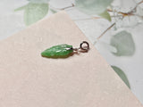 A-Grade Natural Moss On Snow Jadeite Leaf Charm No.170705