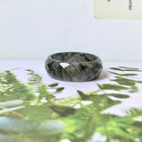 19.1mm A-Grade Natural Black Jadeite Abacus Ring Band (Faceted) No.162003