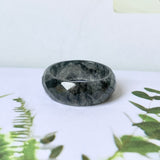 19.1mm A-Grade Natural Black Jadeite Abacus Ring Band (Faceted) No.162003