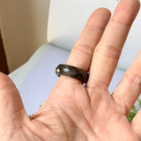 19.1mm A-Grade Natural Black Jadeite Abacus Ring Band (Faceted) No.162003