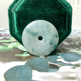 A-Grade Natural Bluish Floral Jadeite Donut Pendant No.171306