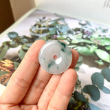 A-Grade Natural Bluish Floral Jadeite Donut Pendant No.171306