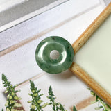 A-Grade Natural Bluish Green Jadeite Donut Pendant No.171599