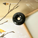 A-Grade Natural Black Jadeite Donut Pendant No.172498