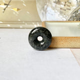 A-Grade Natural Black Jadeite Donut Pendant No.172498