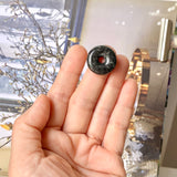 A-Grade Natural Black Jadeite Donut Pendant No.172498