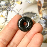 A-Grade Natural Black Jadeite Donut Pendant No.172498