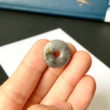 A-Grade Natural Dark Grey Jadeite Donut Pendant No.172499