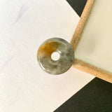 A-Grade Natural Dark Grey Jadeite Donut Pendant No.172500