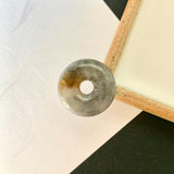 A-Grade Natural Dark Grey Jadeite Donut Pendant No.172500