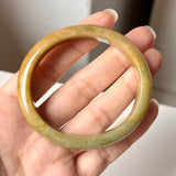 52.5mm A-Grade Natural Russet Jadeite Modern Oval Bangle No. 152009