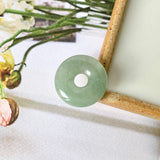 A-Grade Natural Yellowish Green Jadeite Donut Pendant No.172501