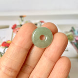 A-Grade Natural Yellowish Green Jadeite Donut Pendant No.172501