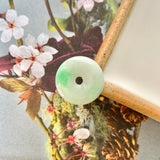 A-Grade Natural Moss On Snow Jadeite Donut Pendant No.172503