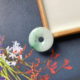 A-Grade Natural Floral Jadeite Donut Pendant No.172504