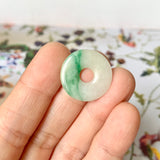 A-Grade Natural Floral Jadeite Donut Pendant No.172505