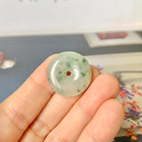 A-Grade Natural Bluish Floral Jadeite Donut No.172506