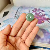 A-Grade Natural Bluish Green Jadeite Donut Pendant No.172507