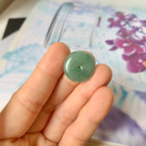 A-Grade Natural Bluish Green Jadeite Donut Pendant No.172507