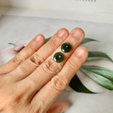 3.45 cts A-Grade Natural Dark Green Jadeite Donut Pair No. 180825