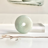 A-Grade Natural Bluish Floral Jadeite Donut No.172513