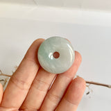 A-Grade Natural Bluish Floral Jadeite Donut No.172513