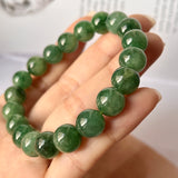 10.6mm A-Grade Natural Dark Green Jadeite Beaded Bracelet No.190439