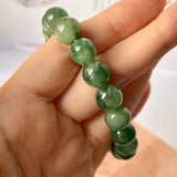 10.6mm A-Grade Natural Dark Green Jadeite Beaded Bracelet No.190439