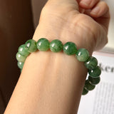 10.6mm A-Grade Natural Dark Green Jadeite Beaded Bracelet No.190439