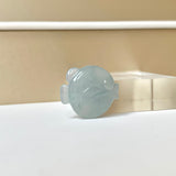 A-Grade Bluish Floral Jadeite Puffer Fish Pendant No. 172532