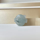 A-Grade Bluish Floral Jadeite Puffer Fish Pendant No. 172532