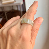 17.3mm A-Grade Natural Light Greyish Green Jadeite Ring Band No. 162190