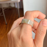 17.3mm A-Grade Natural Light Greyish Green Jadeite Ring Band No. 162190