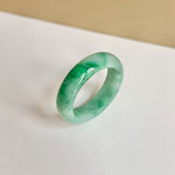 17.3mm A-Grade Natural Moss On Snow Jadeite Ring Band No. 162458