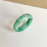 17.3mm A-Grade Natural Moss On Snow Jadeite Ring Band No. 162458