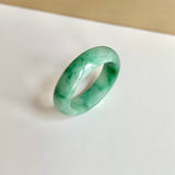 17.3mm A-Grade Natural Moss On Snow Jadeite Ring Band No. 162458