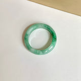 17.3mm A-Grade Natural Moss On Snow Jadeite Ring Band No. 162458