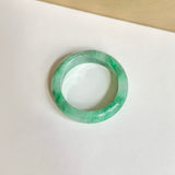 17.3mm A-Grade Natural Moss On Snow Jadeite Ring Band No. 162458