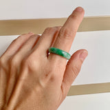 17.3mm A-Grade Natural Moss On Snow Jadeite Ring Band No. 162458