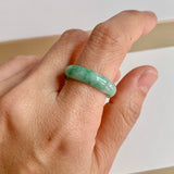 17.3mm A-Grade Natural Moss On Snow Jadeite Ring Band No. 162458