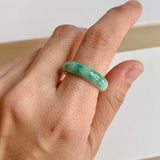 17.3mm A-Grade Natural Moss On Snow Jadeite Ring Band No. 162458