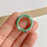 17.3mm A-Grade Natural Moss On Snow Jadeite Ring Band No. 162458