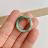 17.3mm A-Grade Natural Moss On Snow Jadeite Ring Band No. 162458