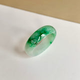 17.2mm A-Grade Natural Moss On Snow Jadeite Ring Band No. 162176