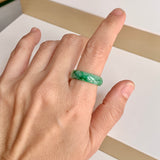 17.2mm A-Grade Natural Moss On Snow Jadeite Ring Band No. 162176